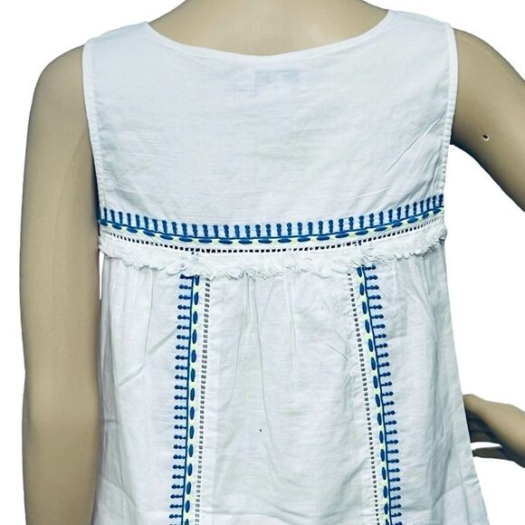 Vineyard Vines Dress White Blue Embroidered Tunic Shift Sleeveless Full/Lining 0 - Picture 6 of 11